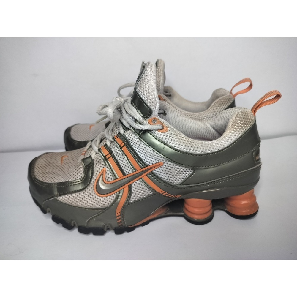 Nike Shox Shoes Womens Grey & Orange Athletic Running Shoes Size 6.5 US‎